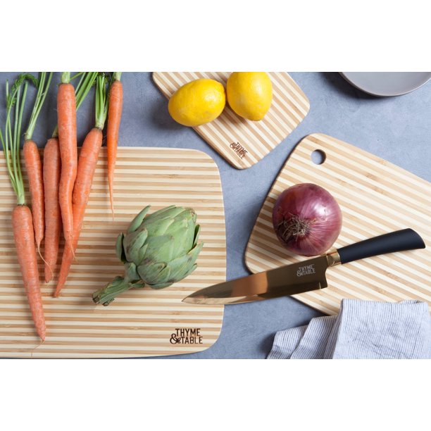 Thyme & Table Striped Bamboo Cutting Board Set, 3 Piece