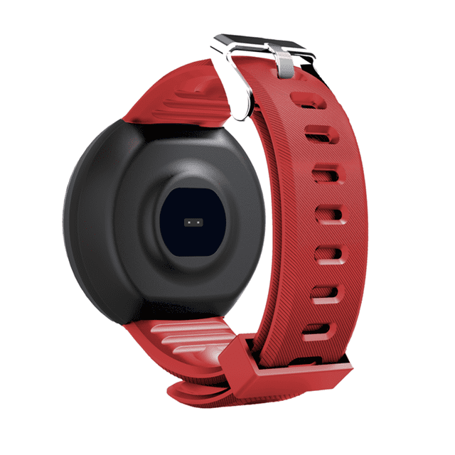 Maoww Plastic Wireless Smart Watch Portable Round Screen Display Battery Powered Pressure Wristwatch Red