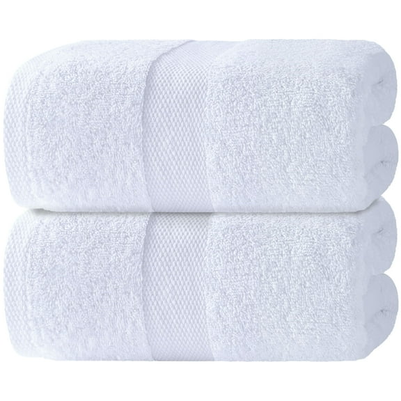 White Classic Bath Sheet Towels - 650 GSM Cotton Luxury Bath Towels Extra Large 35x70, Highly Absorbent and Quick Dry Hotel Quality Extra Large Bath Towels Oversized, White, 2 pack