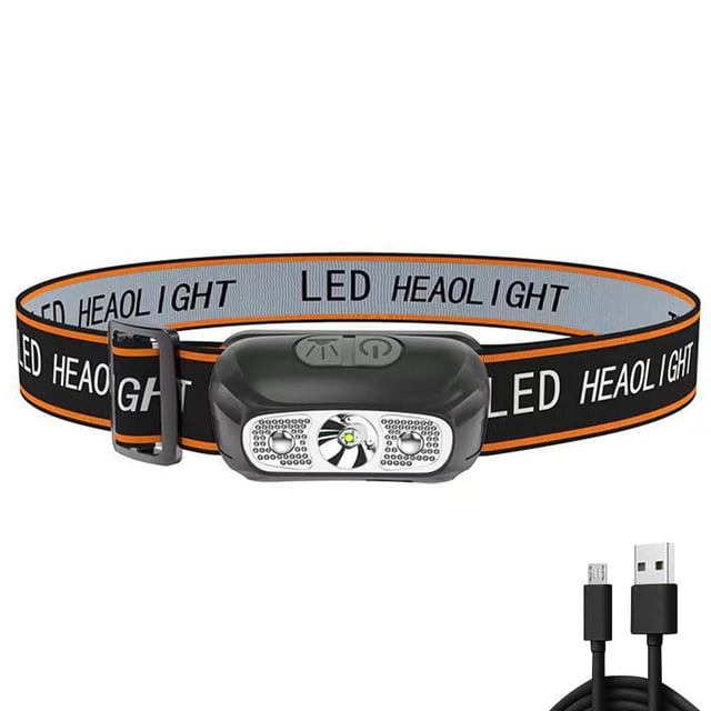 cámping Linterna frontal XPE LED Inducción de onda Impermeable 300lm Pesca Negro JShteea El nuevo