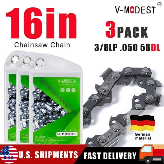 3PACK 16" inch Chainsaw Saw Chain Blade 3/8"LP .050" 56DL Semi Chisel Chain