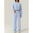 thumbnail image 5 of Osfvolr Women 2 Piece Outfits Sweatsuit Set Twist Front Cropped Sweatshirt Wide Leg Sweatpant Lounge Set Light Blue XXL, 5 of 6