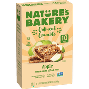 Nature's Bakery Oatmeal Crumble Apple, 10 Breakfast Snack Bars, 1.41 oz
