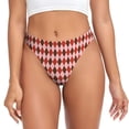 thumbnail image 1 of Balery Red and Brown Squares Tangas de Algodón para Mujer con Estampado – Ropa Interior Sexy, Transpirable, G-string-Small, 1 of 1
