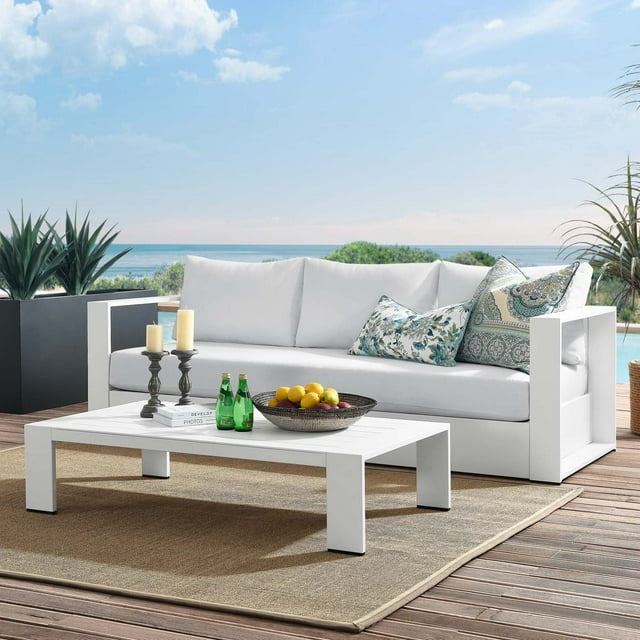 Modway Tahoe Ensemble de Patio Extérieur en Aluminium Enduit de Poudre, 2 Pcs, Blanc Blanc