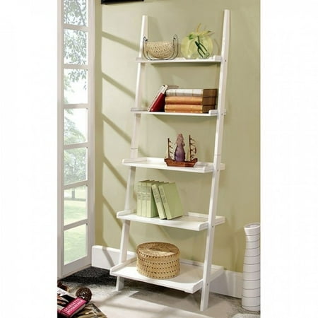 

Stylized Contemporary 5 Tier Ladder Shelf White- Saltoro Sherpi