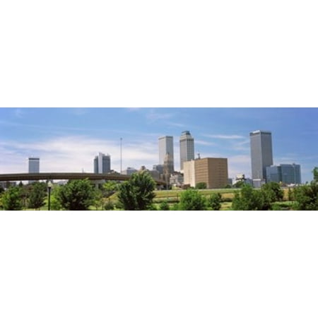 Downtown skyline from Centennial Park Tulsa Oklahoma USA Canvas Art - Panoramic Images (18 x