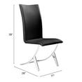 thumbnail image 2 of Side Dining Chair, Set of 2, Faux Vinyl Leather, Steel, Black, Chrome, Bar Kitchen Pub Cafe Bistro Hotel Restaurant Hospitality, 2 of 10