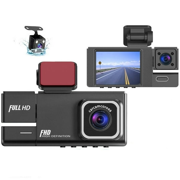 Dvkptbk Dash Cam -Inch Display Screen High-Definition 1080P Driving Recorder with Three Lenses Displaying The Same Parking Monitoring Loop Recording and Reverse Image in Car Dv Vehicle Camera