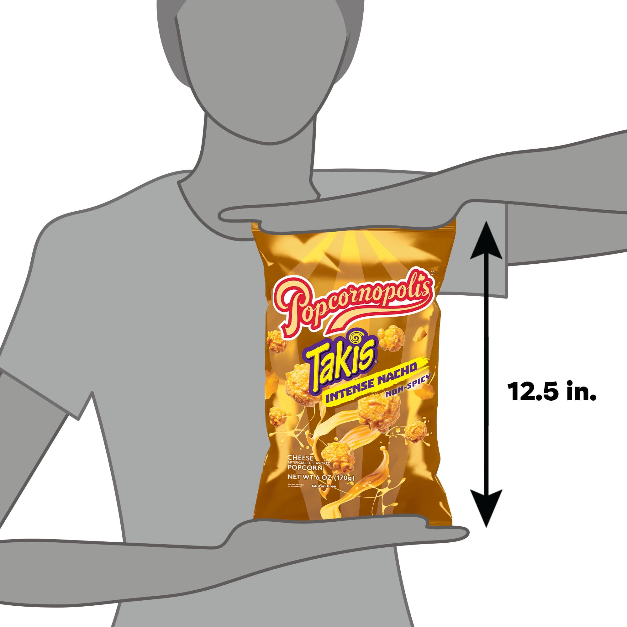 (3 pack) Popcornopolis Intense Nacho Takis 6 oz Bag, Cheese Popcorn
