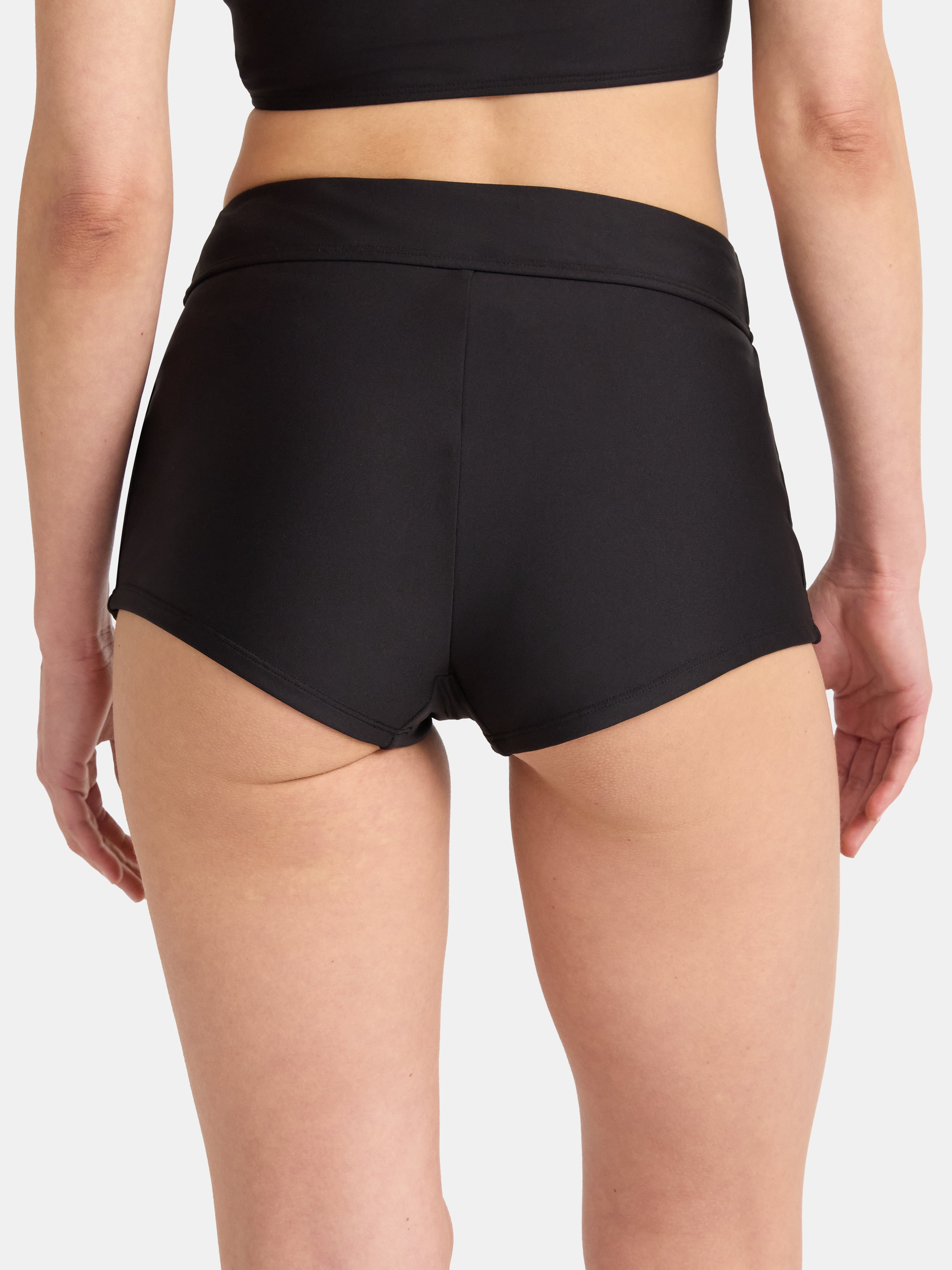 No Boundaries Rich Black Boyshort Swim Bottoms, Women's