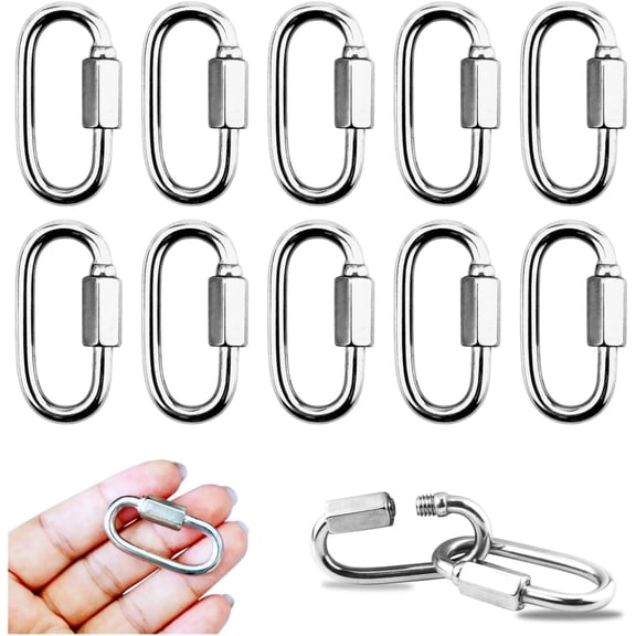 10-pack M3.5 chain links, 1/8-inch D-lock quick chain repair rings, pet keychains, suitable for outdoor travel gear.