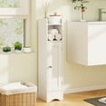 thumbnail image 2 of Giantex Small Bathroom Storage Cabinet, Corner Floor Cabinet w/Door & Adjustable Shelves, Narrow Toilet Paper Holder, Slim Storage Organizer, White, 2 of 9
