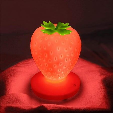 

Strawberry Night Light Cute Silicone Strawberry Bedroom LED Touch Control Dimmable Night Light Bedside Color Changing Lamp for Kids Children