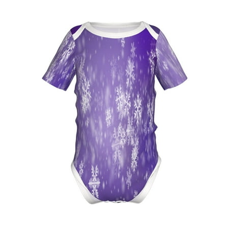 

Coaee Snowfall Sky White Purple for Soft Baby Short-Sleeve Bodysuit Baby Climbing Clothes Baby Girls Boys Bodysuit Romper-18 Months