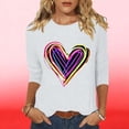 thumbnail image 3 of Mujeres Tres Cuartos de Manga Tops Día de San Valentín Impreso Suelto Cuello Redondo Suéter, Suelto Ajuste Tops para las Mujeres Vestir Fiesta Casual, 3 of 5