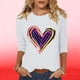 thumbnail image 4 of Mujeres Tres Cuartos de Manga Tops Día de San Valentín Impreso Suelto Cuello Redondo Suéter, Suelto Ajuste Tops para las Mujeres Vestir Fiesta Casual, 4 of 5