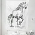 thumbnail image 1 of White Tapestry, Greyscale Sketchy Graphic of a Horse with Long Mane and Tail Illustration Print, Fabric Wall Hanging Decor for Bedroom Living Room Dorm, 5 Sizes, Grey and White, by Ambesonne, 1 of 1