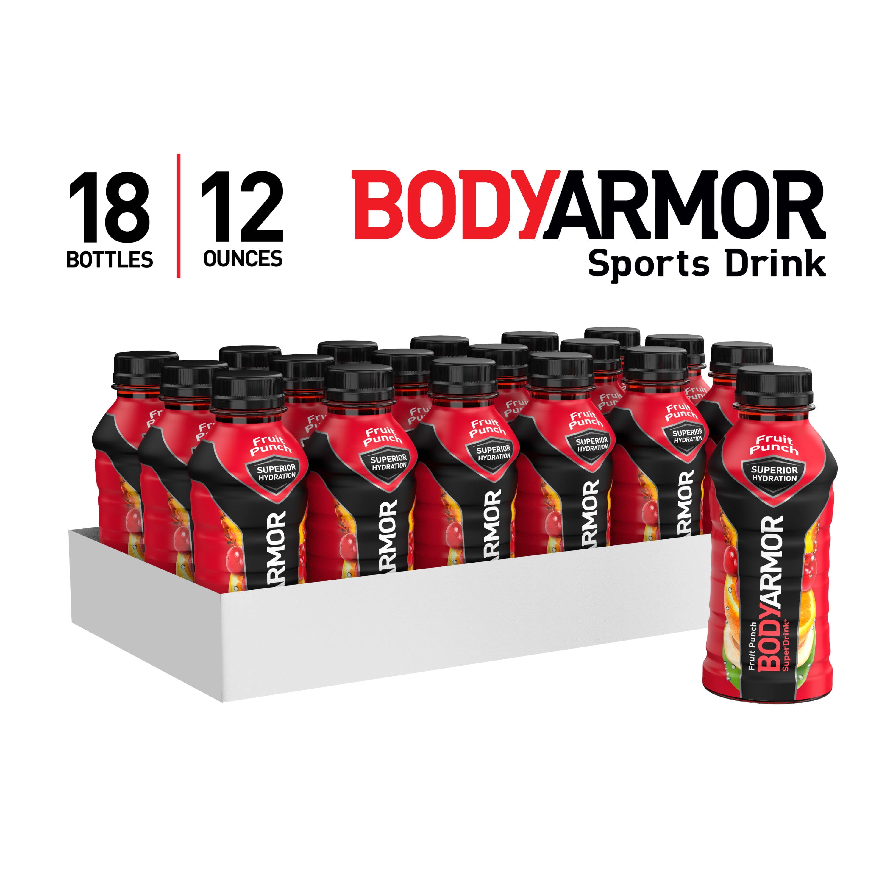 BODYARMOR Electrolyte Sports Drink, Fruit Punch 12oz, 18ct