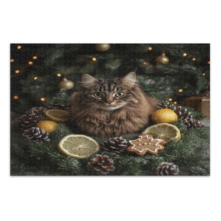 WOBOGO A Fluffy Cat Jigsaw Puzzle Challenge 1000 Piece Jigsaw Suitable for Game Night Finished Size 29.5 x 19.7in