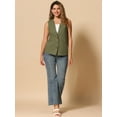 thumbnail image 4 of DARING DIVA Women's Cotton Linen V Neck Button Down Jacket Vest XL Army Green, 4 of 5