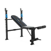Fuel Pureformance Adjustable Standard Weight Bench with Leg Developer, Blue Stripes (500 lb Weight Capacity)