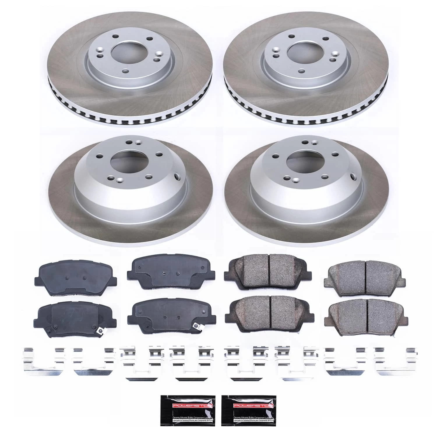 PowerStop Front and Rear Semi-Coated Rotor and Low-Dust Ceramic Brake Pad Kit SC7063