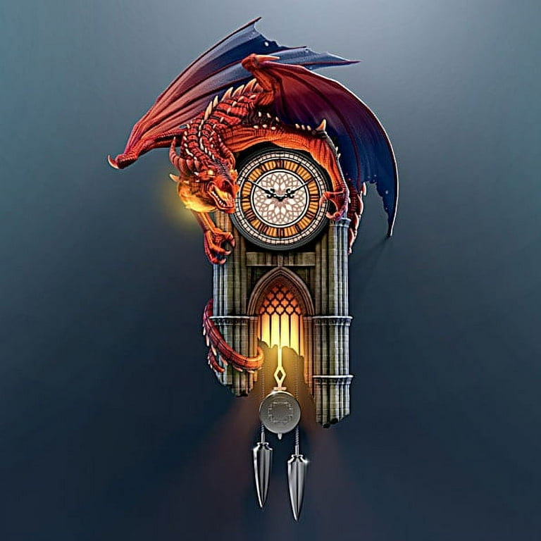 The Bradford Exchange Sculptural Dragon Wall Clock with Gothic