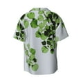 thumbnail image 2 of Easygdp Watercolor Green Leaves Men's Casual Short-sleeved Shirt with Pocket and Button Suitable for Beach Vacation Leisure - Medium, 2 of 7