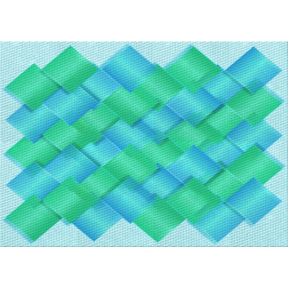 Ahgly Company Machine Washable Indoor Rectangle Transitional Turquoise Green Area Rugs, 4' x 6'