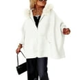 thumbnail image 3 of Women's Fashion Casual Button Long Sleeve Round Neck Plush Jacket for Daily Wear, Winter Outings, and Holiday Gatherings,White,2XL, 3 of 7
