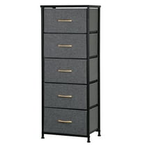 CQAOE 5 Drawer Dresser for Bedroom, Tall Chest of Drawers Storage Tower Organizer with Fabric Bins & Metal Frame for Closet, Entryway, Living Room