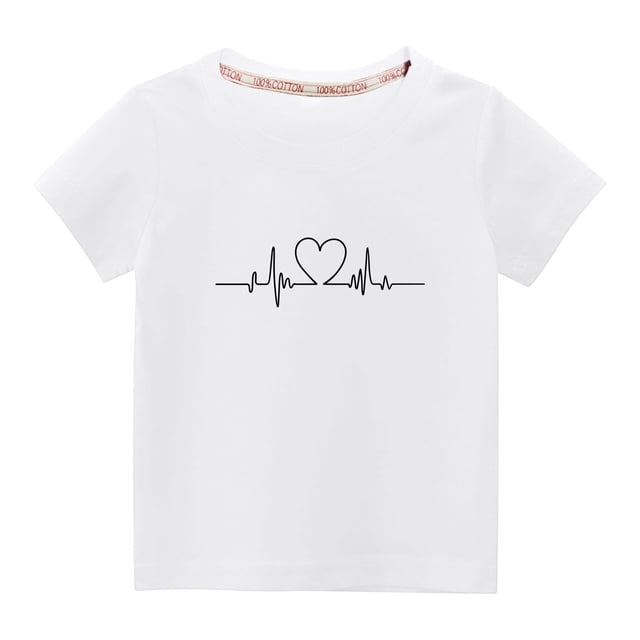 Besolor T-Shirts de la Saint-Valentin pour Tout-Petits Garçons Filles, Décontractés, à Imprimé Cœur, Col Rond, Manches Courtes, Hauts, T-Shirts Graphiques pour Enfants