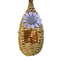 GQDIN Hanging Grass Roosting Pockets and Houses - Handmade Wooden Outdoor Birdhouse for Cardinals, Hanging Garden Birdhouse for Viewing,9-Inch,Wild Bird Feeder,Large Hanging Grass Twine House