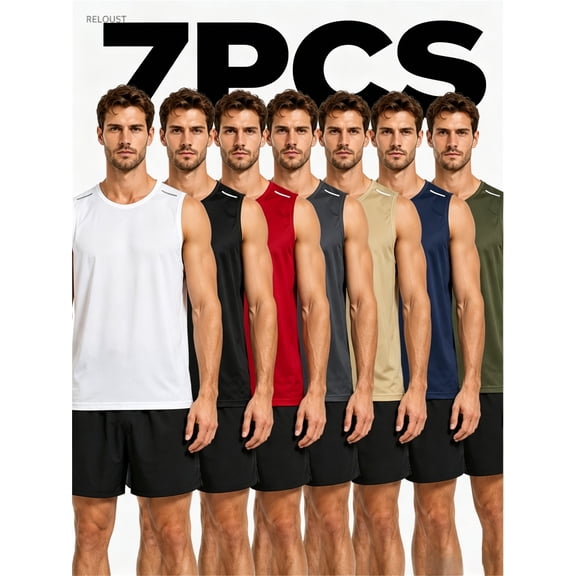 Men's 7 Pack Tank Tops, Mesh Vest, Travel Ready Quick Dry Sleeveless Shirts, camisetas sin mangas hombre