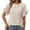 Beige, variant on Women Ruffle Sleeve T Shirt Round Neck Tees Solid Color Short Sleeve Summer Lightweight Relaxed Fit Daily Wear Tops Black S