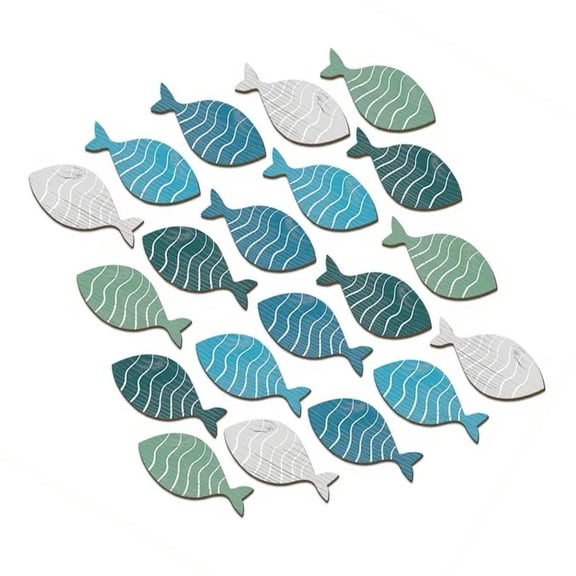 Wood Ocean Fish Wall Decoration, 20Pieces Coastal Beach Decoration Arrangement
