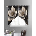 thumbnail image 3 of Black Gold Flower Swag Valances for Windows, Gradient Luxurious Floral Botanical Rod Pocket Sheer Valances for Small Windows, Swag Toppers Light Filtering for Kitchen Living Room 2 Panels 36''x36'', 3 of 6