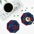 thumbnail image 4 of Yiaed Red White Blue Fireworks Print Leather Coasters for Drinks - Cup Coasters Coffee Table Kitchen Table Bar, Home & Office Gifts Handmade Drink Coasters-Octagon, 4 of 6