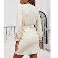 thumbnail image 2 of Vestido Con Cinturón Para Mujer, Patrón De Gofres, Poliéster, Cuello Redondo, Transpirable Para La Vida Diaria Para Citas ANGGREK Caqui L, 2 of 6