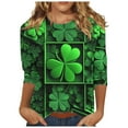 thumbnail image 2 of TrendVibe365 St Patricks Day Womens Tops 3/4 Sleeve T Shirt Green Plus Size Crew Neck Polyester Casual St. Patricks Day Blouse Tops for Irish Themed Gifts 2XL, 2 of 5