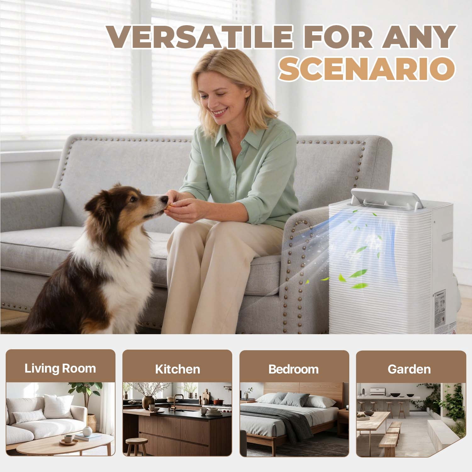 BaPiPro 12000 BTU ASHRAE Portable Air Conditioner with Heater, 5-in-1 Standing AC Cooling Heating Unit, Dehumidifier Fan Sleep Mode Portable AC for Home Office Room Up to 400 Square Feet