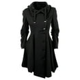 thumbnail image 4 of Long Trench Pea Coat for Women Wool Winter Trench Coat Goth Lapel Peacoat Color: Black Size: XXXL, 4 of 8