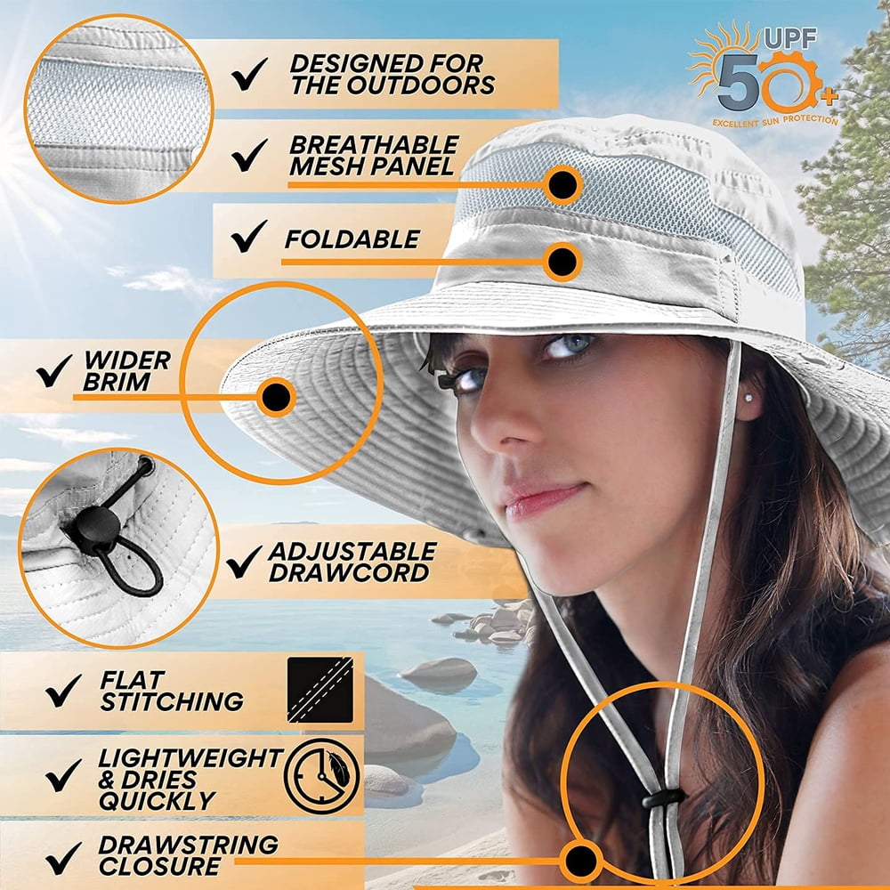Sufanic Men Wide Brim Sun Hats UPF50+ Waterproof Breathable Bucket