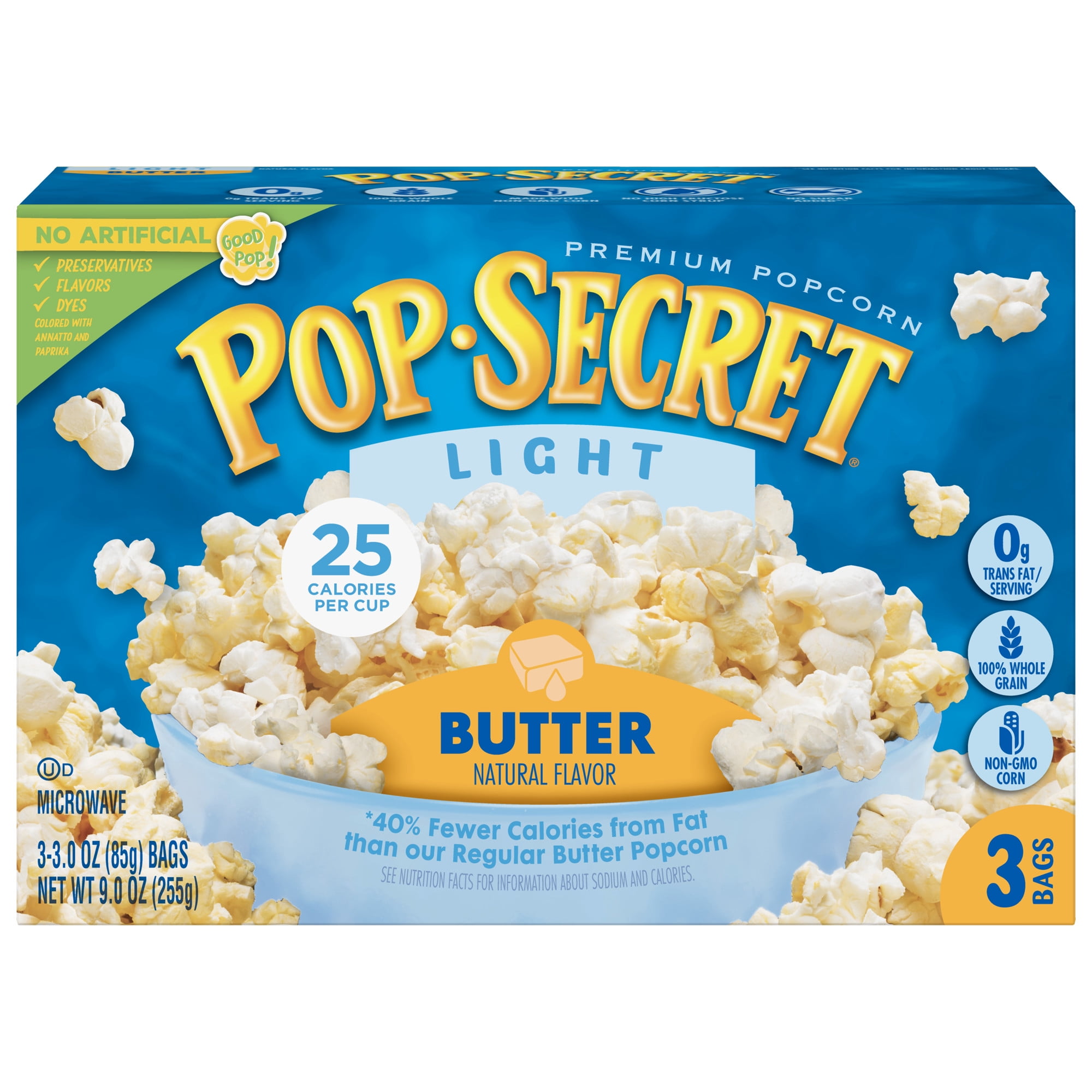 Pop Secret Popcorn, Light Butter Flavor Microwave Popcorn, 3 oz Sharing