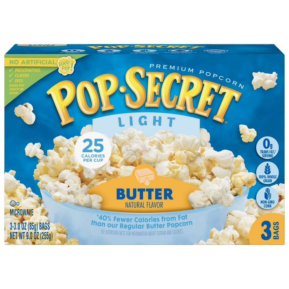Pop Secret Popcorn, Light Butter Flavor Microwave Popcorn, 3 oz Sharing