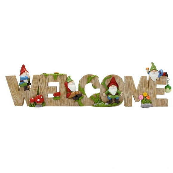 Cartel de bienvenida de resina con diseño de gnomo caprichoso para decoración de jardín