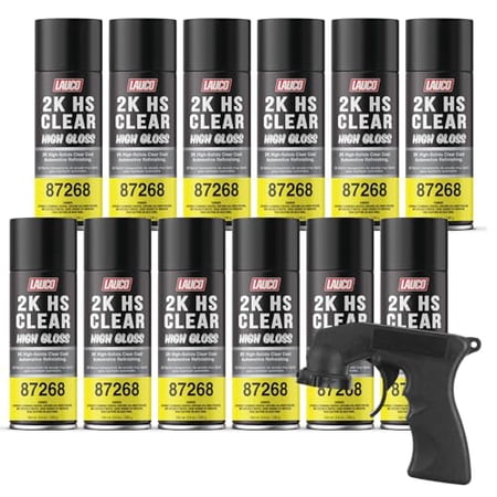 LAUCO 2K HS Clear High Gloss – High-Solids Automotive Clear Coat Spray – Fast Dry, High Chemical & Scratch Resistance – Professional Car & Motorcycle Refinishing – 12 Pack - 87268
