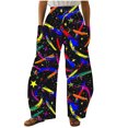 thumbnail image 2 of Gmdeguo Women's Star Universe Print Wide Leg Pants, Loose Casual Design, Comfortable Lightweight Versatile, Ideal for Daily Wear, All Seasons and Casual Outings, 2 of 5