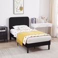 thumbnail image 4 of VECELO Twin Size Bed Frame, Modern Upholstered Platform Bed Frame with Adjustable Headboard, Wooden Slats Support/No Box Spring Needed, Black, 4 of 13